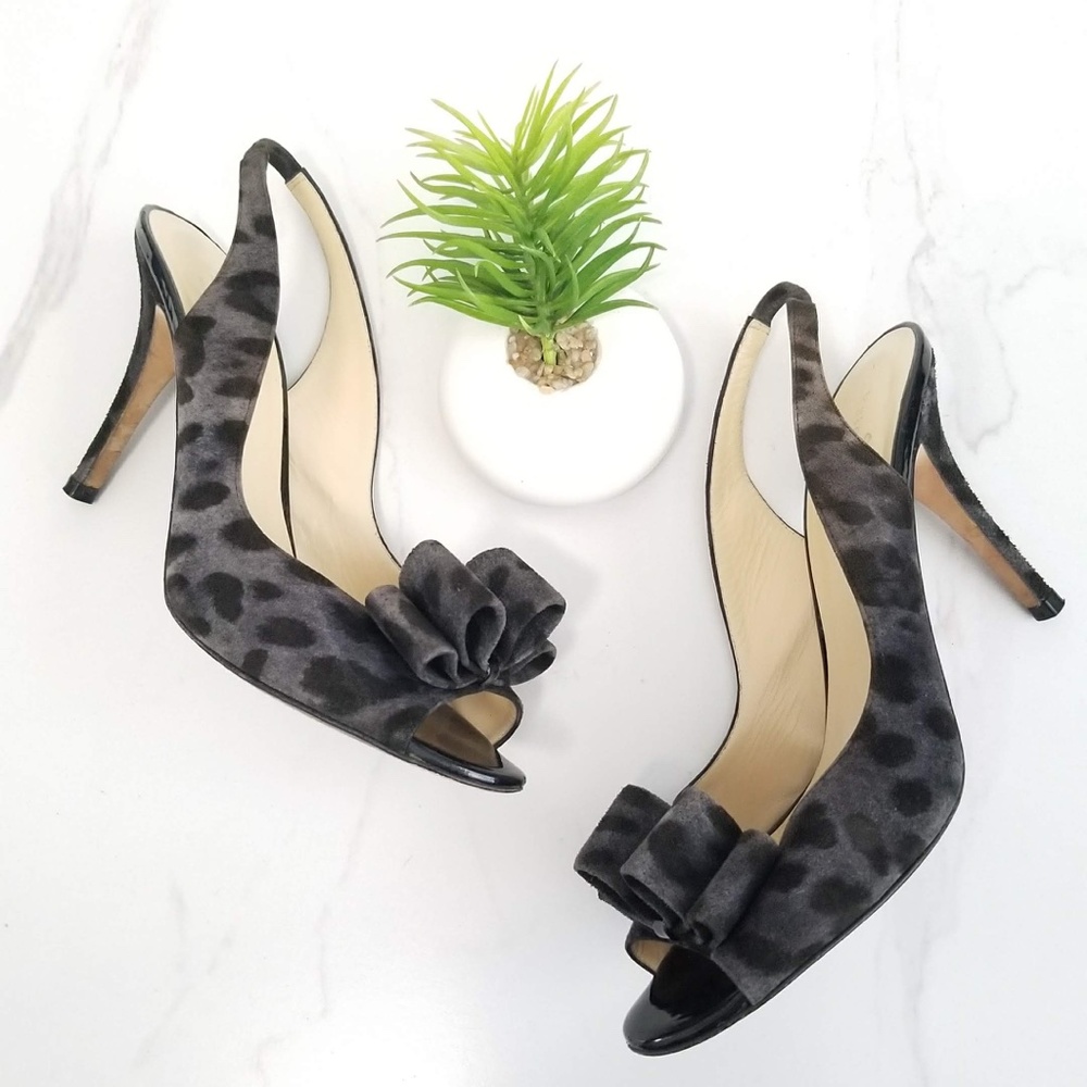 Kate Spade NY Heels Sandals Bow Cheetah Print Suede Leather Heels Dress Shoes